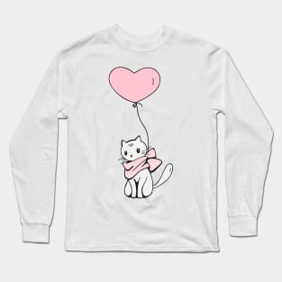 Cat And Balloon Long Sleeve T-Shirt